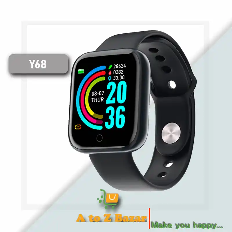 Y68 Touch Screen Intelligent Heart Rate Monitoring Waterproof Watch