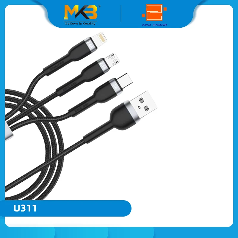 MKB UC311 3 In 1 Braided 100w Charging Cable - Image 3