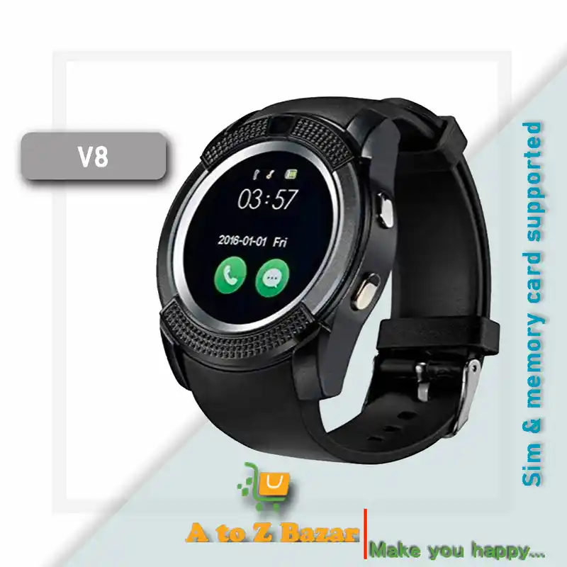 V8 Smart Watch For iOS and Android Mobile -Black