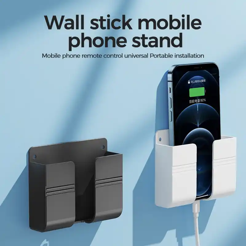 Wall Mounted Organizer Holder Storage Box Remote Control Mounted Mobile Phone Plug Wall Holder Charging Multifunction Stand
