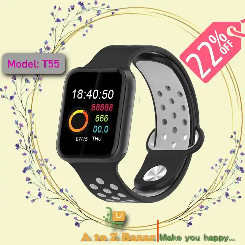 T55 Smart Watch Waterproof Sports for iPhone Phone Smartwatch Heart Rate Monitor Blood Pressure Functions