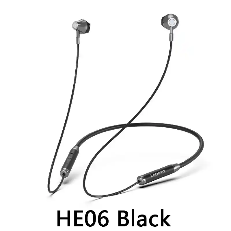 Lenovo HE06 Wireless Headphones with Mic Neck Hanging Handsfree Earbuds