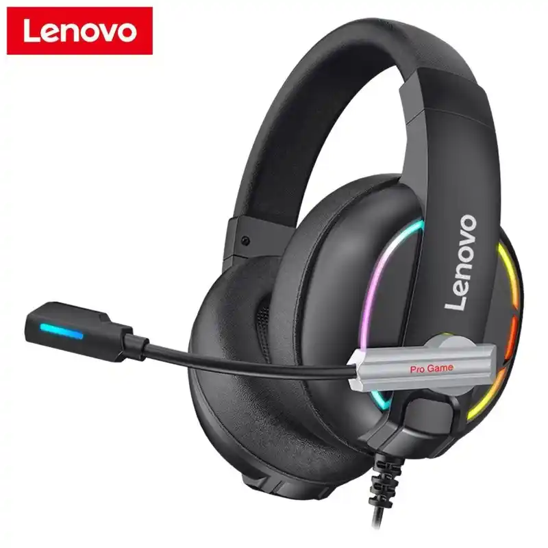 Lenovo HU75 RGB Wired Gaming Headphone HiFi Surround Sound RGB Colorful Light Headphone With Mic