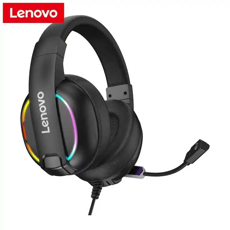 Lenovo HU75 RGB Wired Gaming Headphone HiFi Surround Sound RGB Colorful Light Headphone With Mic