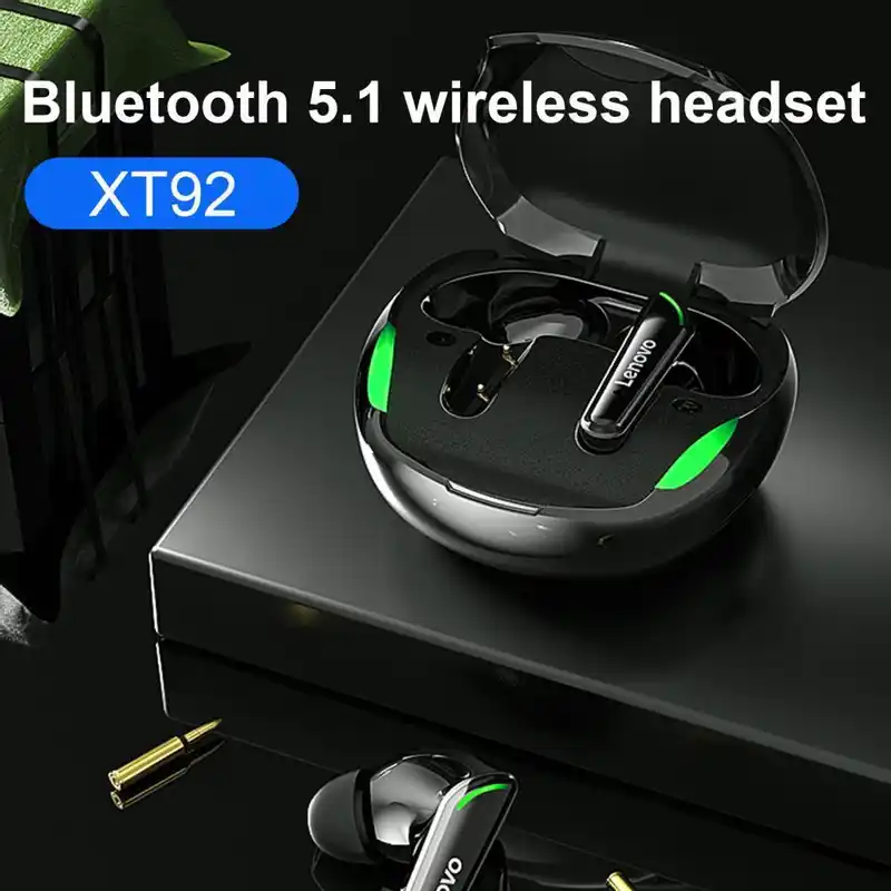 Lenovo XT92 TWS Gaming Headphone Low Latency Professional Gamer Bluetooth Earphone With Mic 9D Stereo HiFi Headset