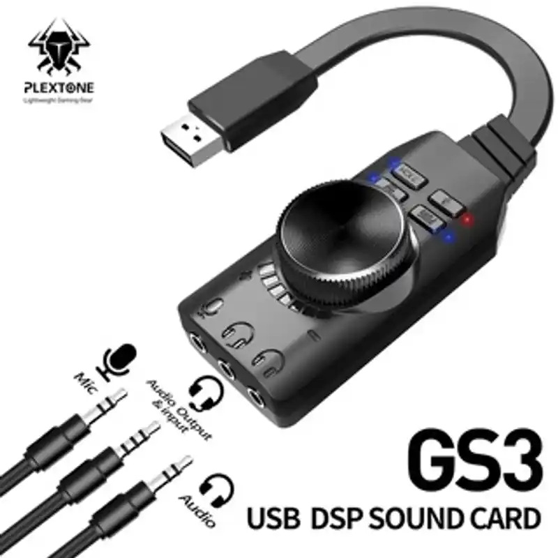 PLEXTONE GS3 Earphone Adapter Virtual 7.1 Channel USB Sound Card