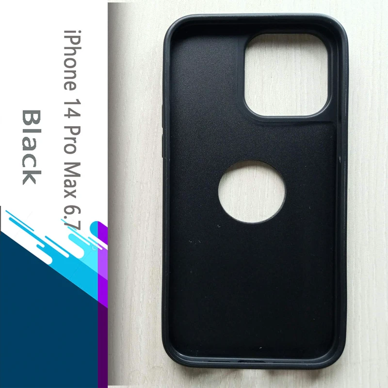 Piblue Drop Protective Logo Cut Leather Case For iPhone 14 series models - Black