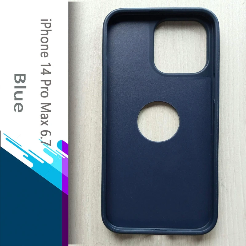 Piblue Drop Protective Logo Cut Leather Case For iPhone 14 series models - Blue