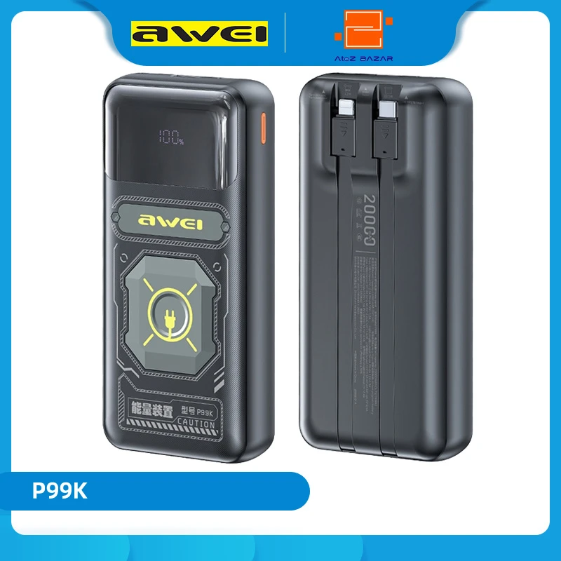 Awei P99K 20000 mAh Multiple Output Power Bank with Cables