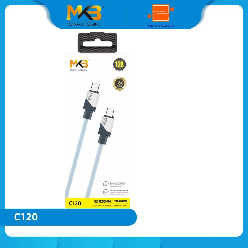 MKB C120 Silicone 120W TYPE-C to TYPE-C Data Cable - Image 3