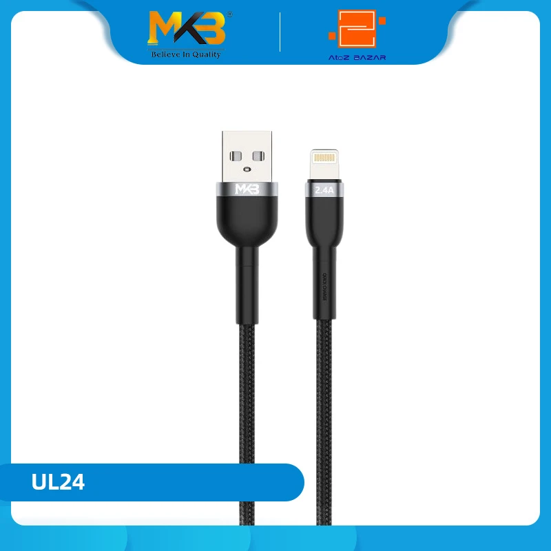 MKB UL24 Braided 2.4A USB Lightning Data Cable