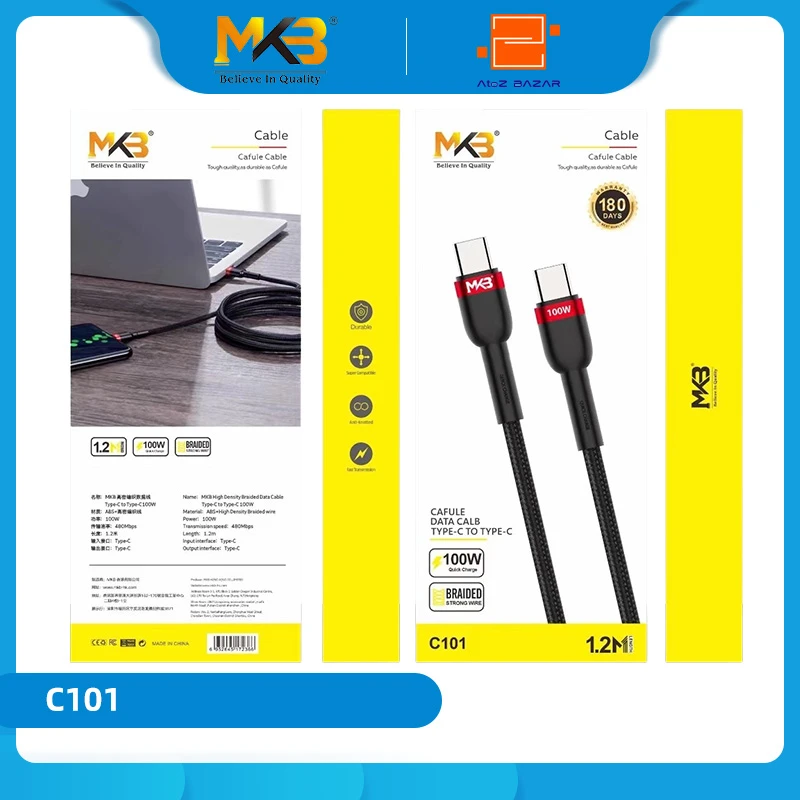 MKB C101 Braided 100W TYPE-C to TYPE-C Cable