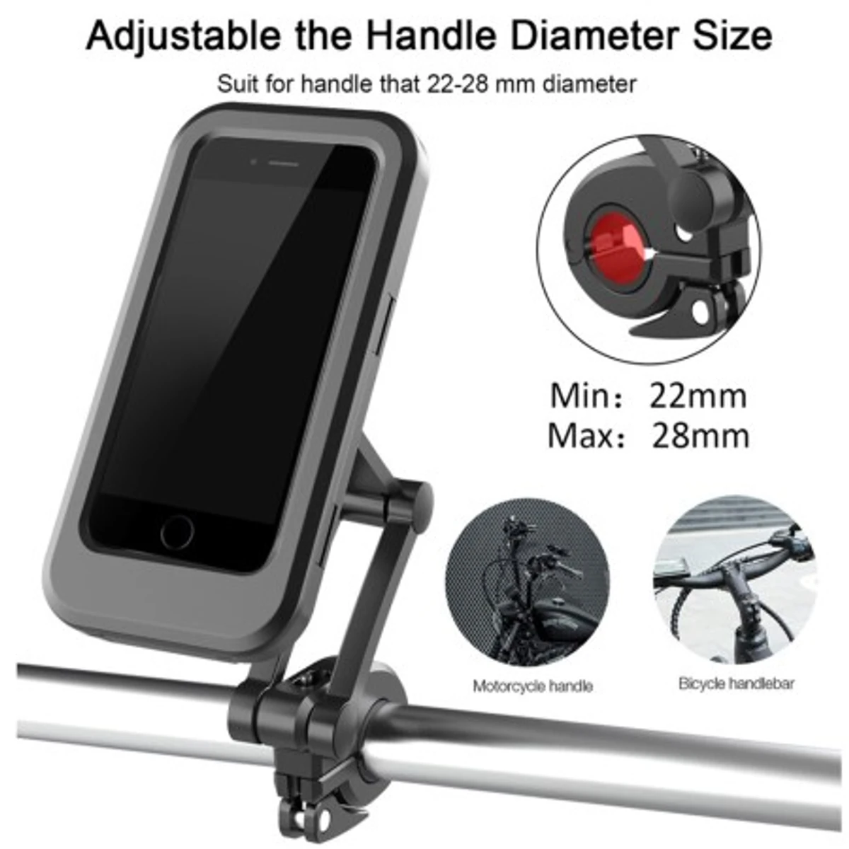 Waterproof Bike Phone Holder Case Universal Motorcycle Bicycle Phone Mount 360 Rotation Adjustable Clip Stand