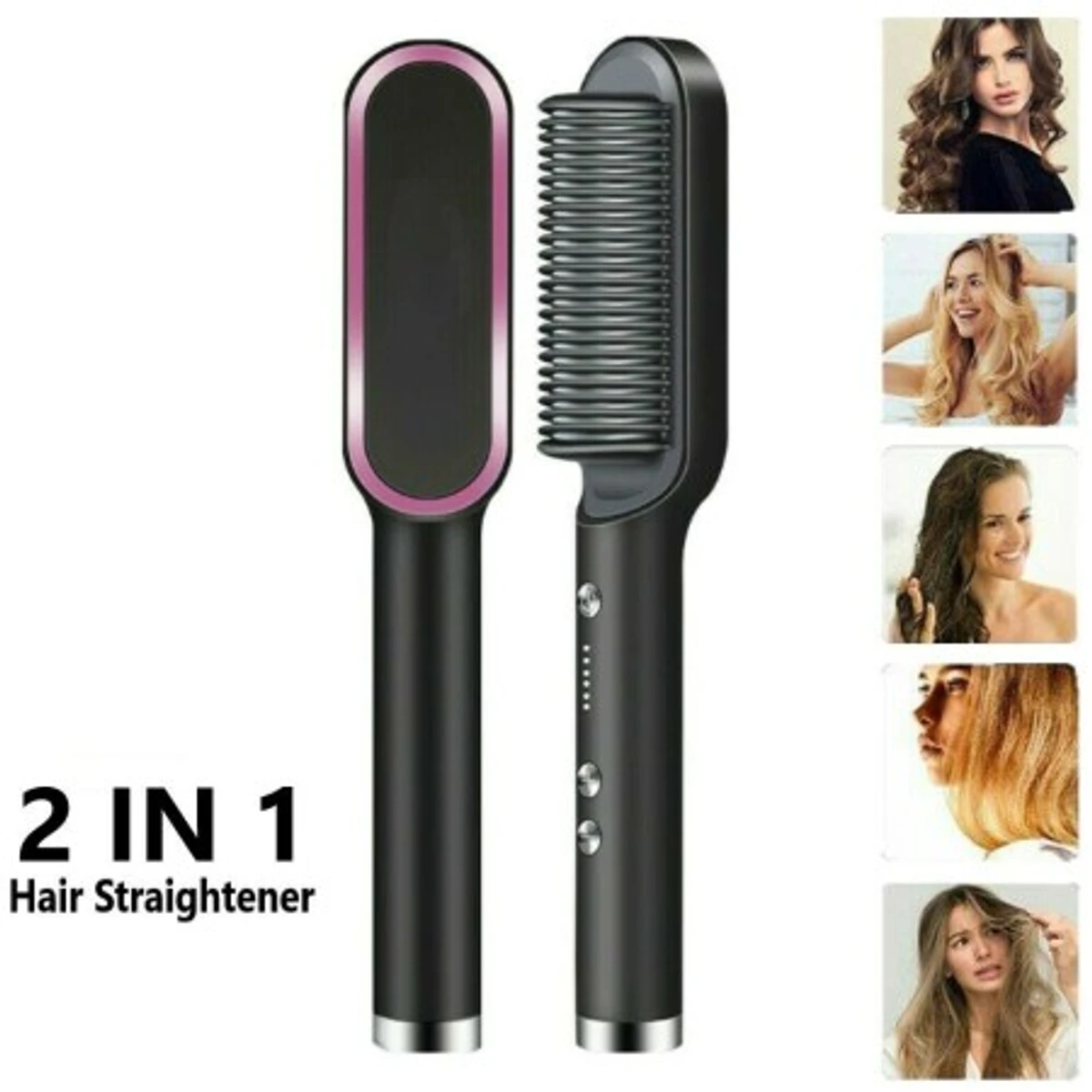 Profissional Hot Combs Anti-scalding Hair Straightener Brush Ceramic Hair Curler Heated Electric Smart Brush Hair Straightener