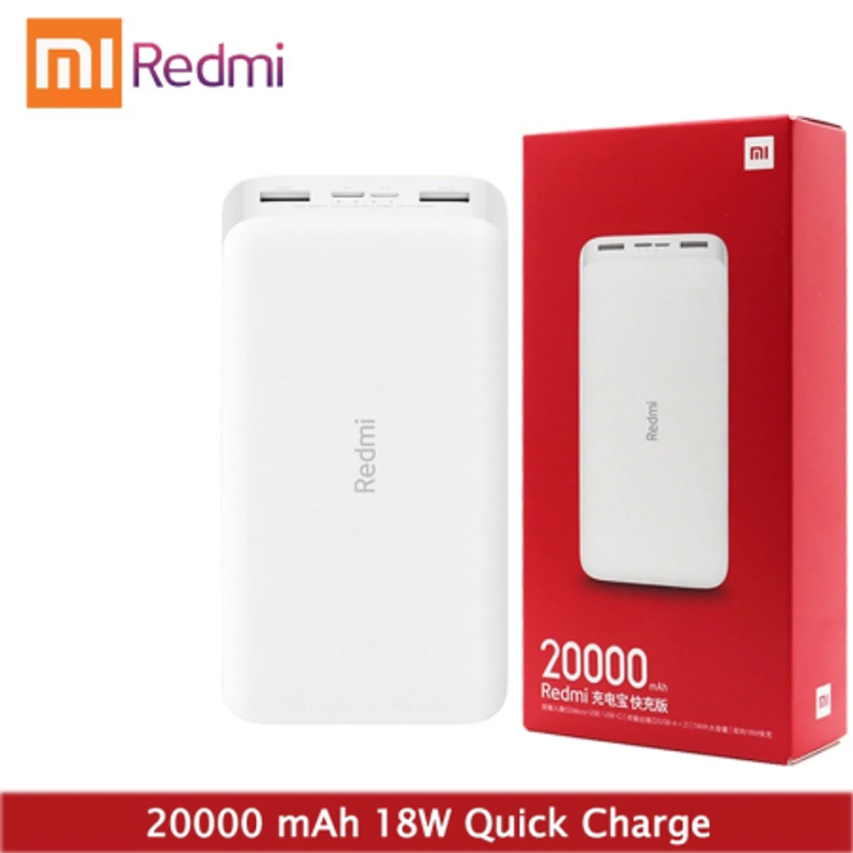 Original Xiaomi Redmi PowerBank 20000mAh Fast Charging Portable Charger For Smart Phones