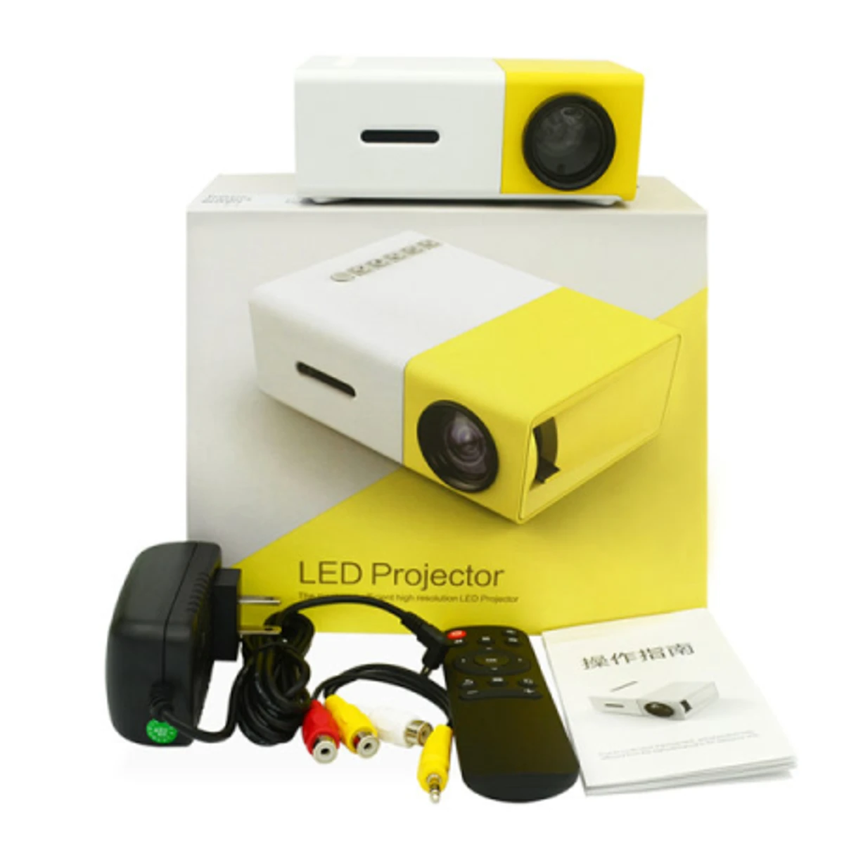 YG300 Yellow Mini LCD Projector 400-600 Lumens 320 X 240 Pixels HD Video 3.5mm Audio Interface Home Projector Media Player