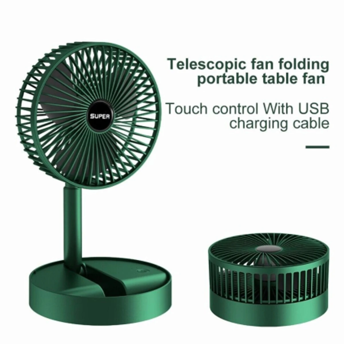 Portable Folding Fan Desktop Floor Cooling Fan USB Rechargeable Cordless Table