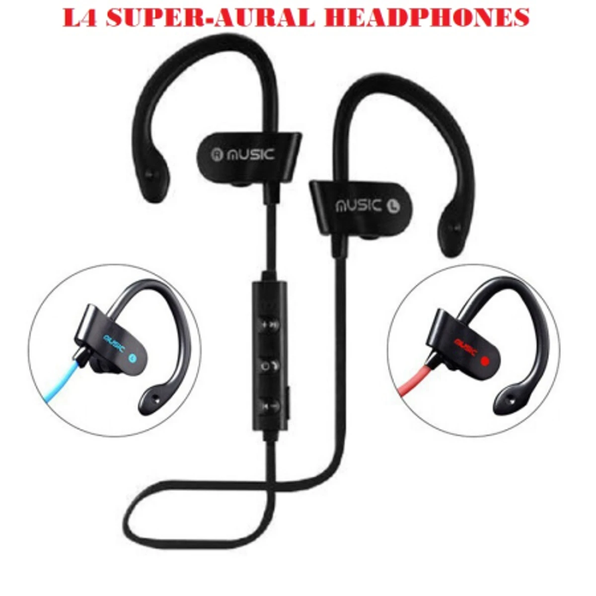 L4 Super-aural Bluetooth Neckband Earphone- RT558 Sport Bass Bluetooth Headset With Mic