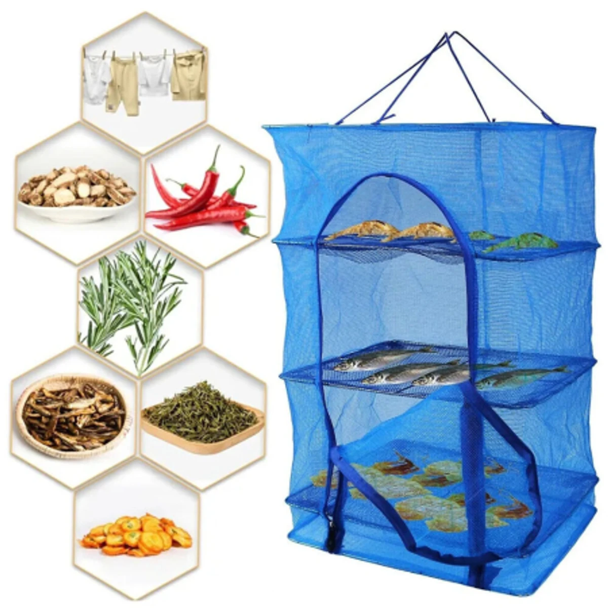 Foldable 4 layer Multifunctional Food Drying Case (Large Size 19.6X19.6 inch's)