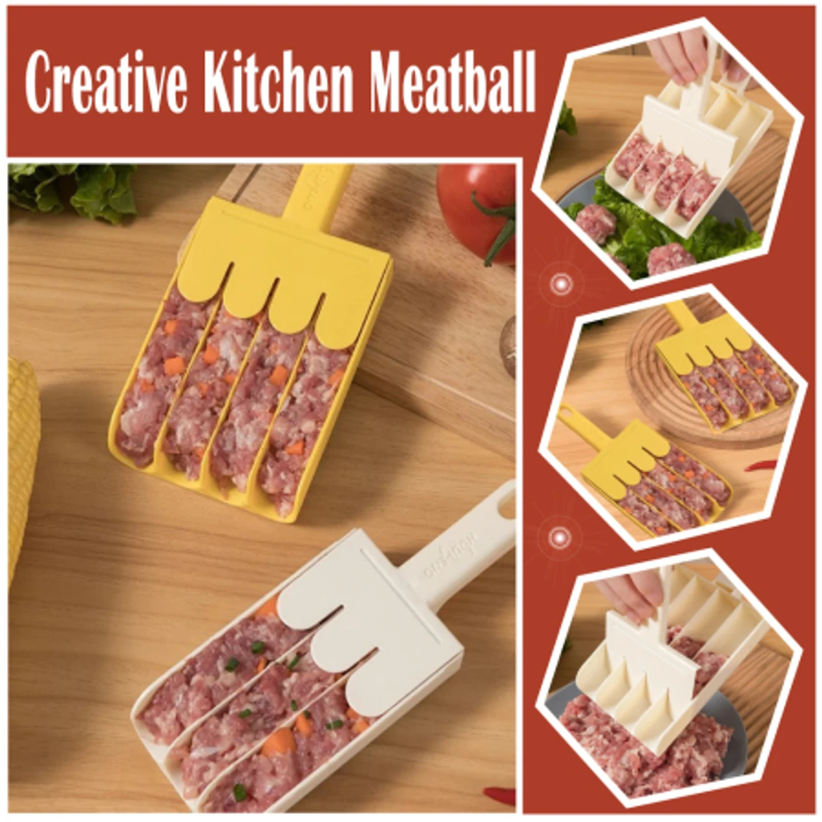 Creative Kitchen Meatball Mold Meat Ball Scoop with Cutting Spade Ball Maker, None-Stick Meatball Maker