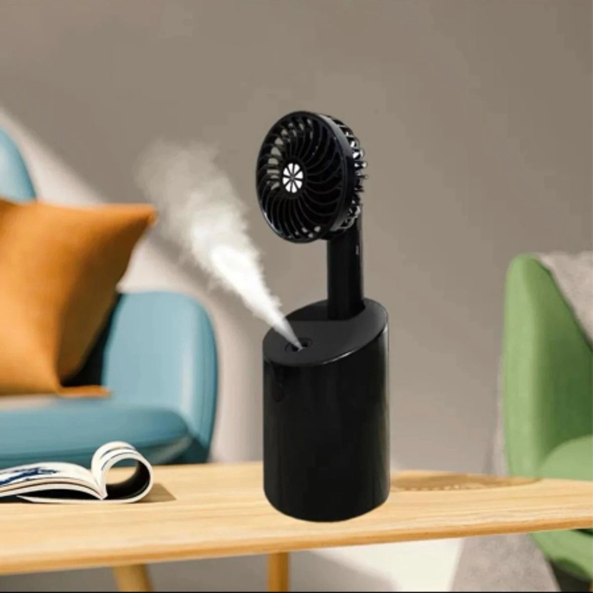 USB Humidifier Small Fan Handheld Mini Silent Small Fan USB Rechargeable Mist Desk Fan